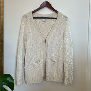 ❌SOLD❌ Comfy zip up cream knit cardigan
